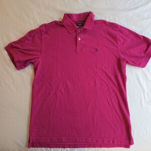 IZOD Magenta Silk Wash 100% Cotton Polo Embroidered Crest Logo